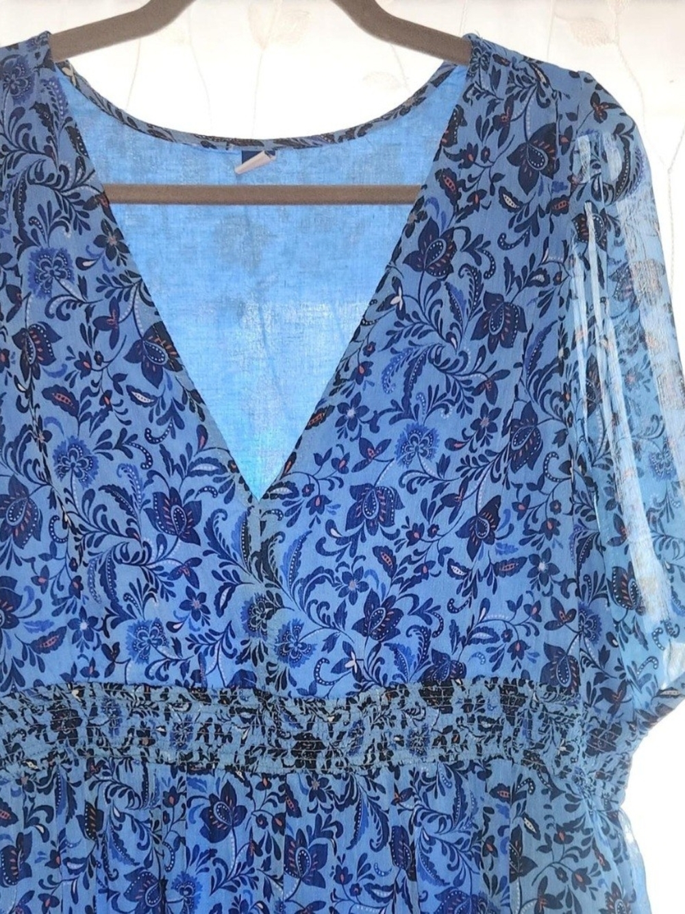 Old Navy Blue Floral V-Neck Maxi Dress